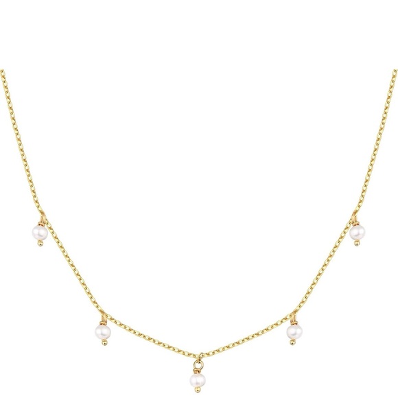 Jewelry - Gold Necklace with Pearl Accents 14 k Gold Plated Elegant‎ Jewelry